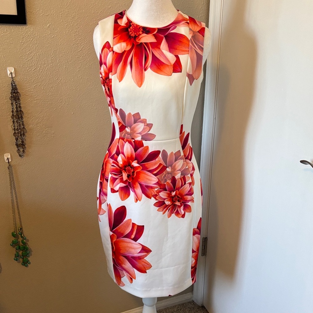 Clear out!! Floral Sleeveless sheath Pencil Dress size 4